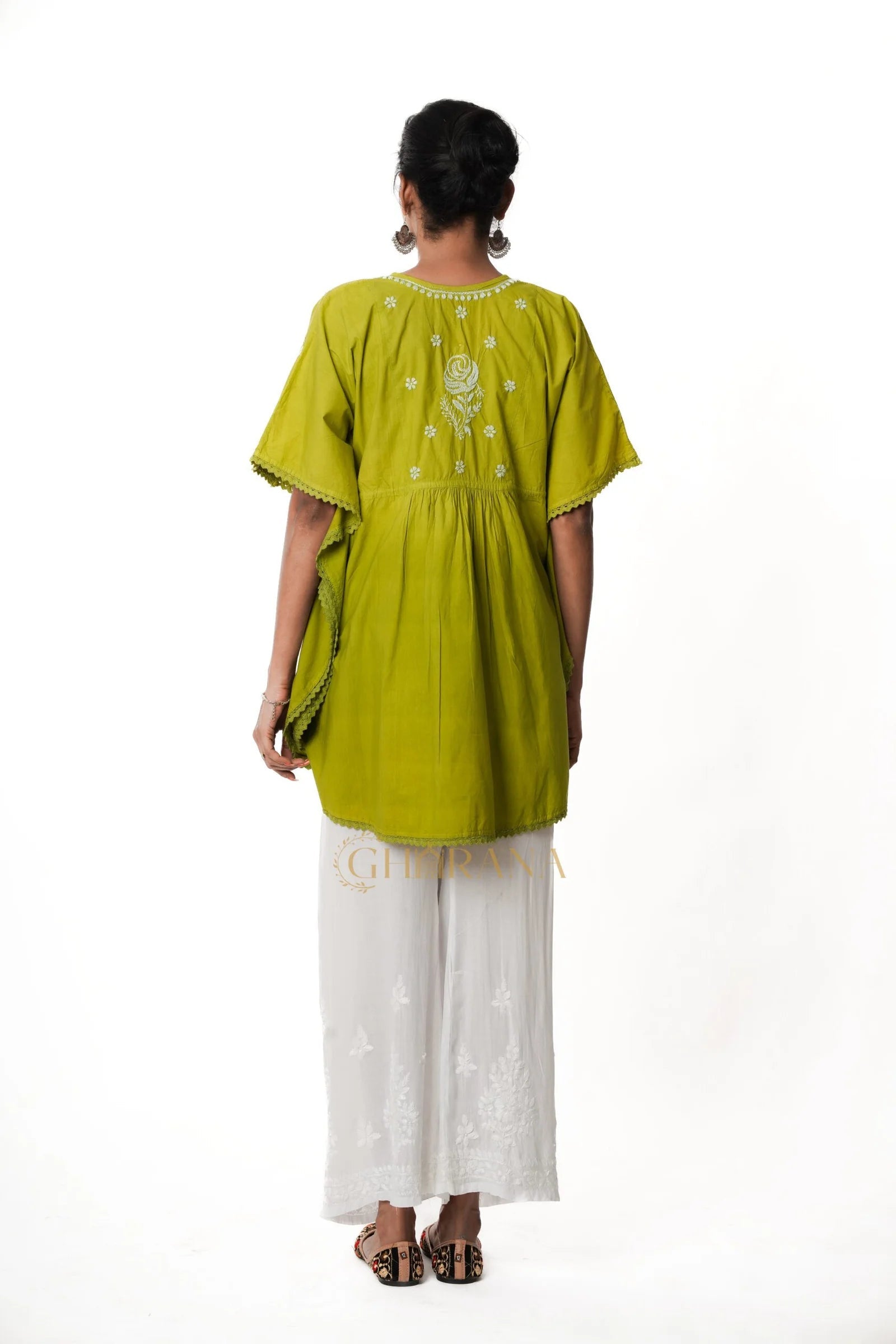 Cotton Chikankari Kaftan Gharana