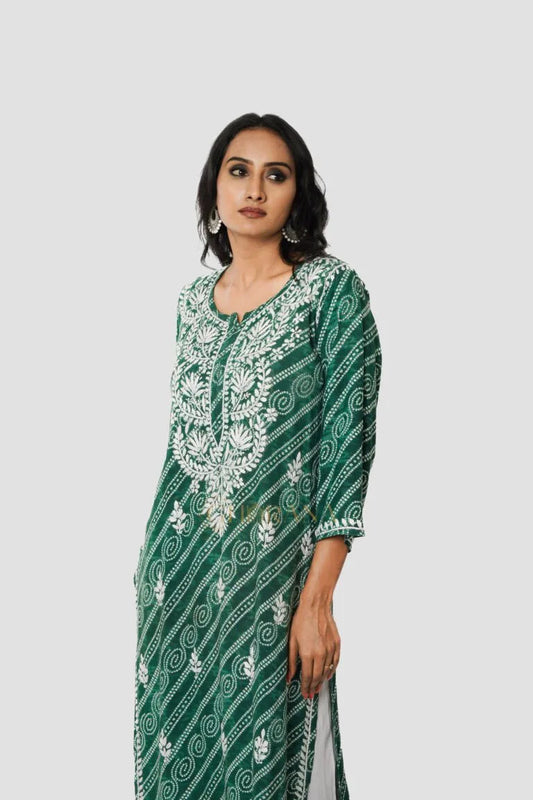 Chandni Chikankari Rayon Printed Kurta Gharana