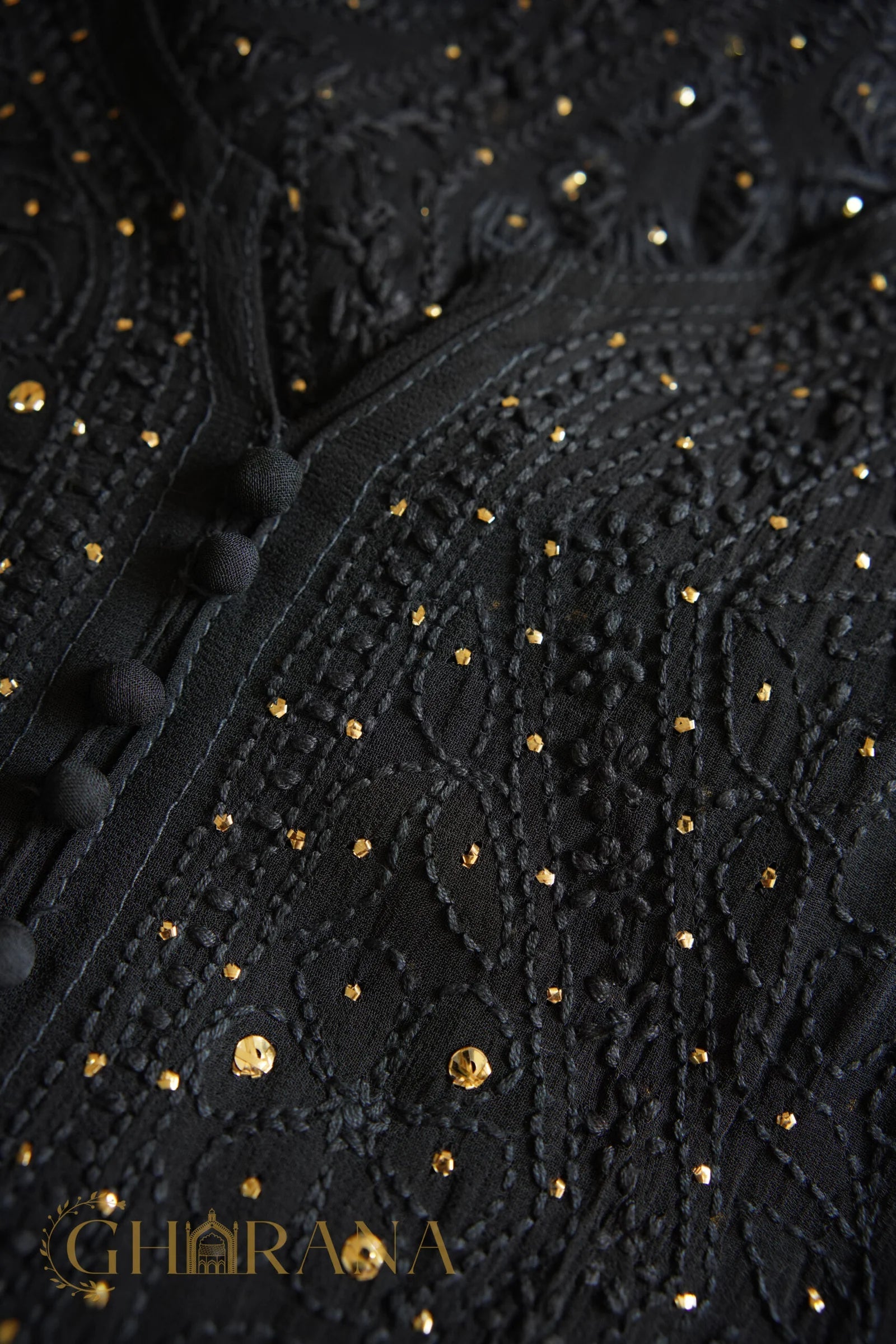 Kiara Georgette 4PC Chikankari Anarkali Kurta Set with Mukaish Work Gharana