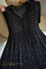 Kiara Georgette 4PC Chikankari Anarkali Kurta Set with Mukaish Work Gharana