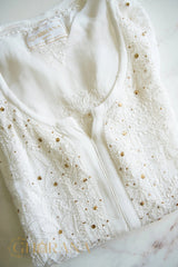 Ishq Georgette Kurta with Resham Jaal and Mukaish work - White Gharana