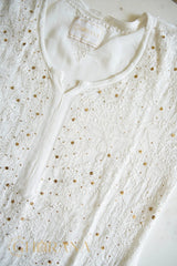 Ishq Georgette Kurta in Resham Jaal and Mukaish work_White Gharana