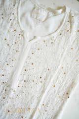 Ishq Georgette Kurta with Resham Jaal and Mukaish work - White Gharana