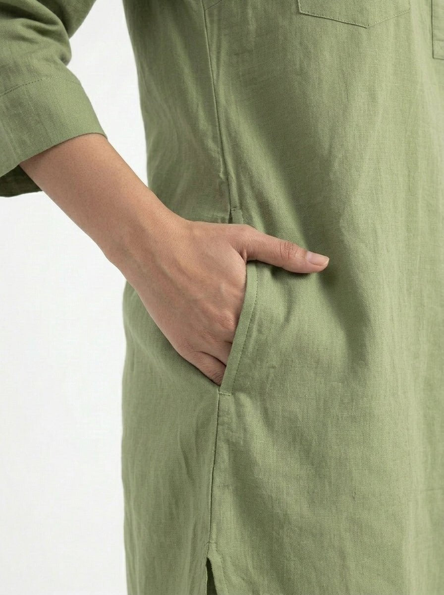 Pocket of Sage Green Cotton Coord Set