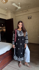 Ishq Modal Black chikankari Kurta with bangle work