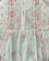 Premium Mul chanderi Chikankari Semi Stitched 2 piece Tunic and Dupatta set – Light Sage