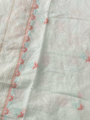 Premium Mul chanderi Chikankari Semi Stitched 2 piece Tunic and Dupatta set – Light Sage