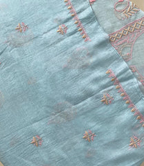 Premium Mul Chanderi 2 piece Chikankari Unstitched Kurta and Dupatta set – Powder Blue Gharana