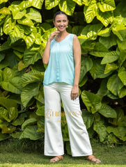 Sahiba Modal Cotton Light Blue chikankari Top Gharana