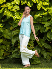 Sahiba Modal Cotton Light Blue chikankari Top Gharana