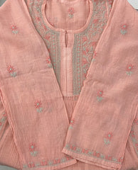 Premium Mulchanderi Chikankari Semi Stitched 2 piece Tunic and Dupatta set – Peach