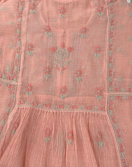 Premium Mulchanderi Chikankari Semi Stitched 2 piece Tunic and Dupatta set – Peach