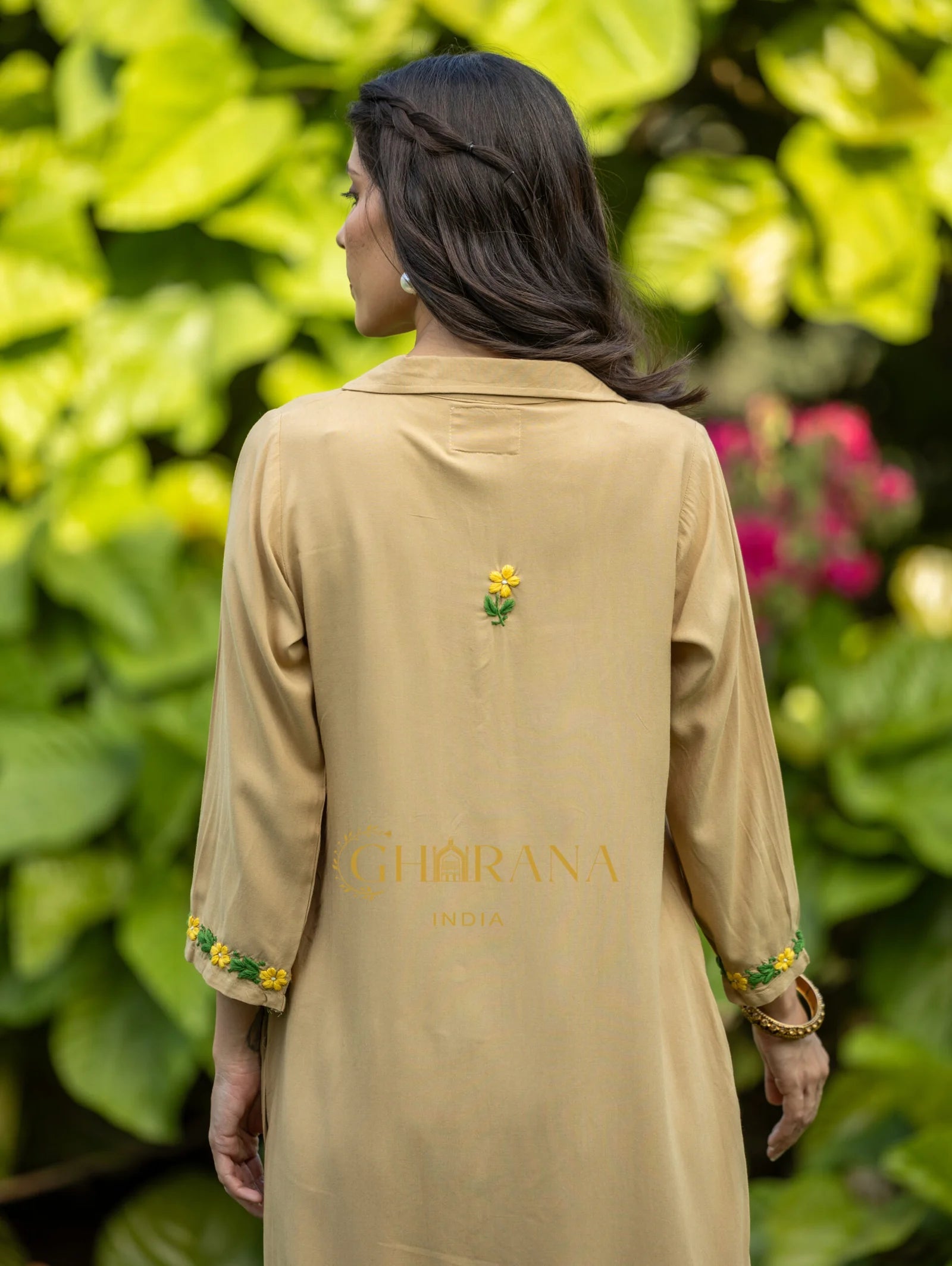 Sahiba Luxury Rayon Beige Chikankari Coord Set Gharana