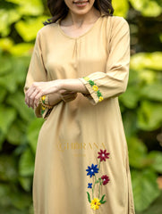 Sahiba Luxury Rayon Beige Chikankari Coord Set Gharana