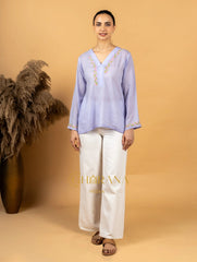 Sahiba Premium Modal Cotton Lavender Chikankari Top Gharana