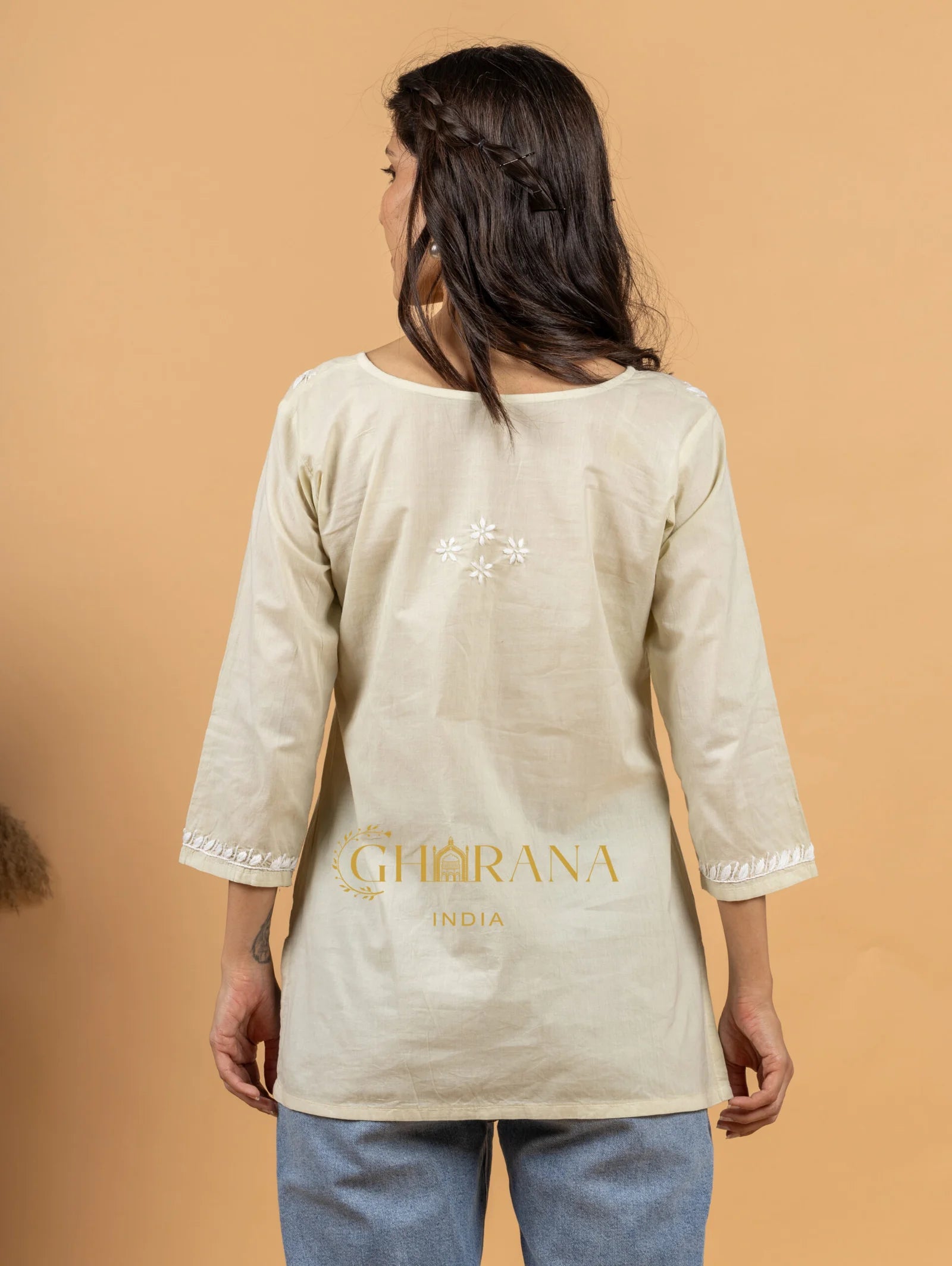 Sahiba Pure Cotton Light Green Chikankari Top Gharana