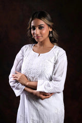 Ishq Mul Cotton fine Chikankari Kurta_White Gharana