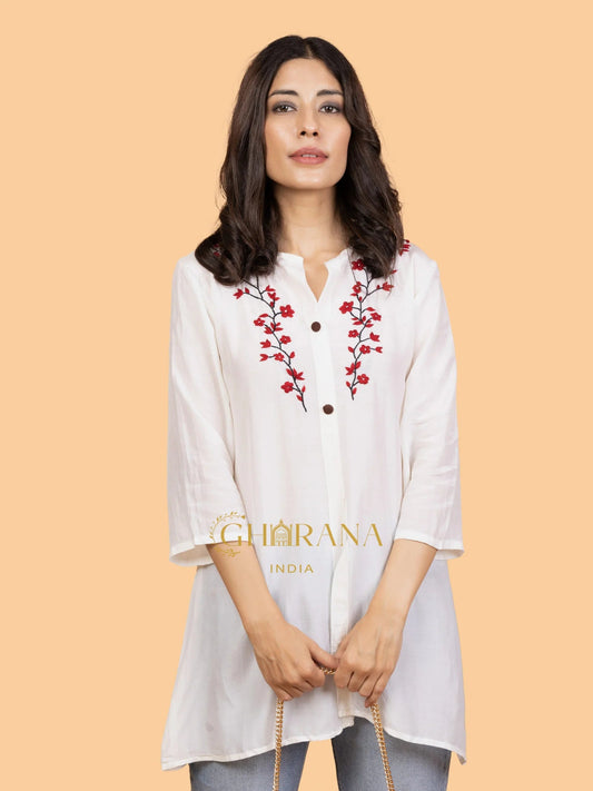 Sahiba Pure Muslin Chikankari Top Gharana