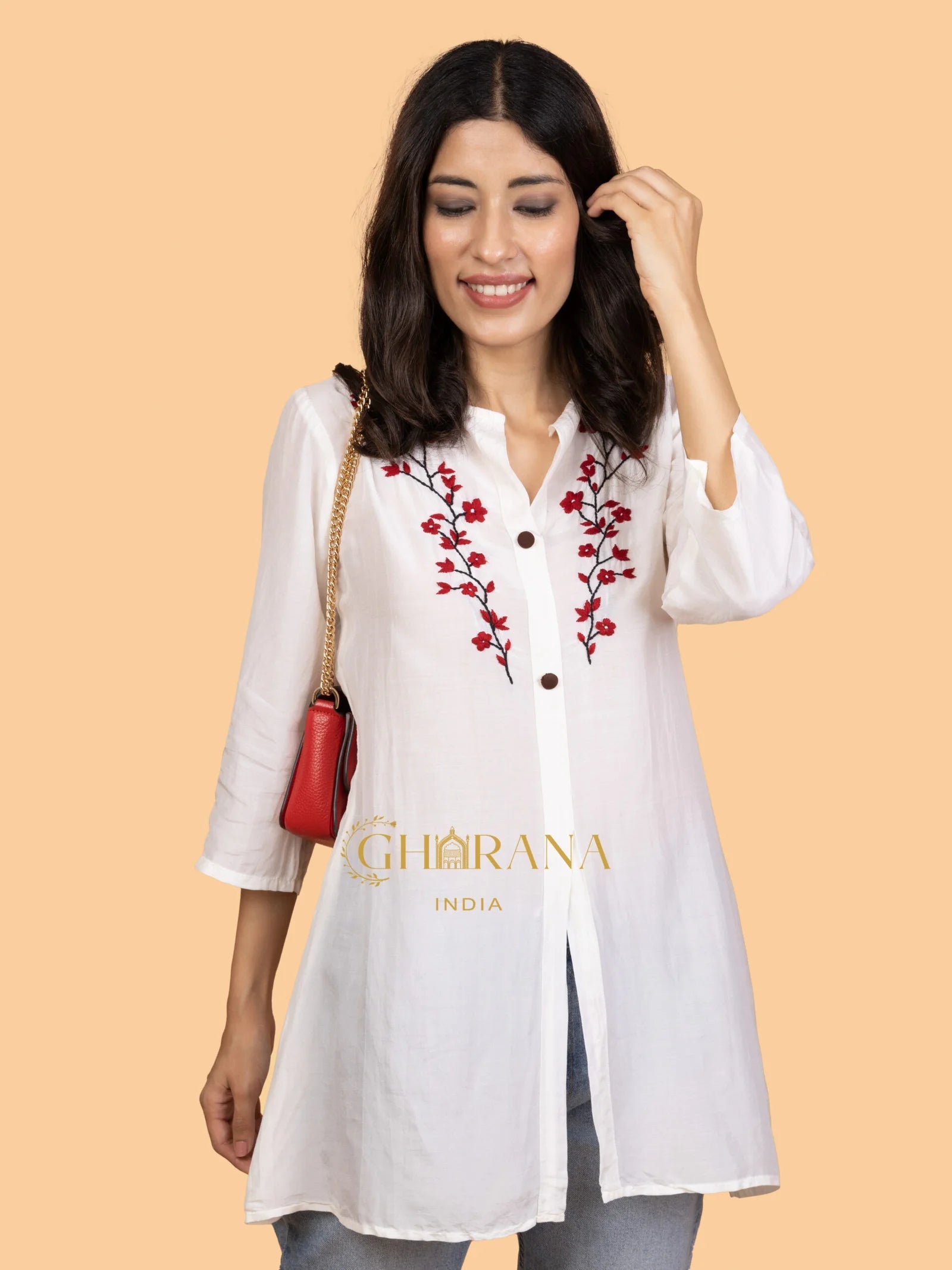 Sahiba Pure Muslin Chikankari Top Gharana