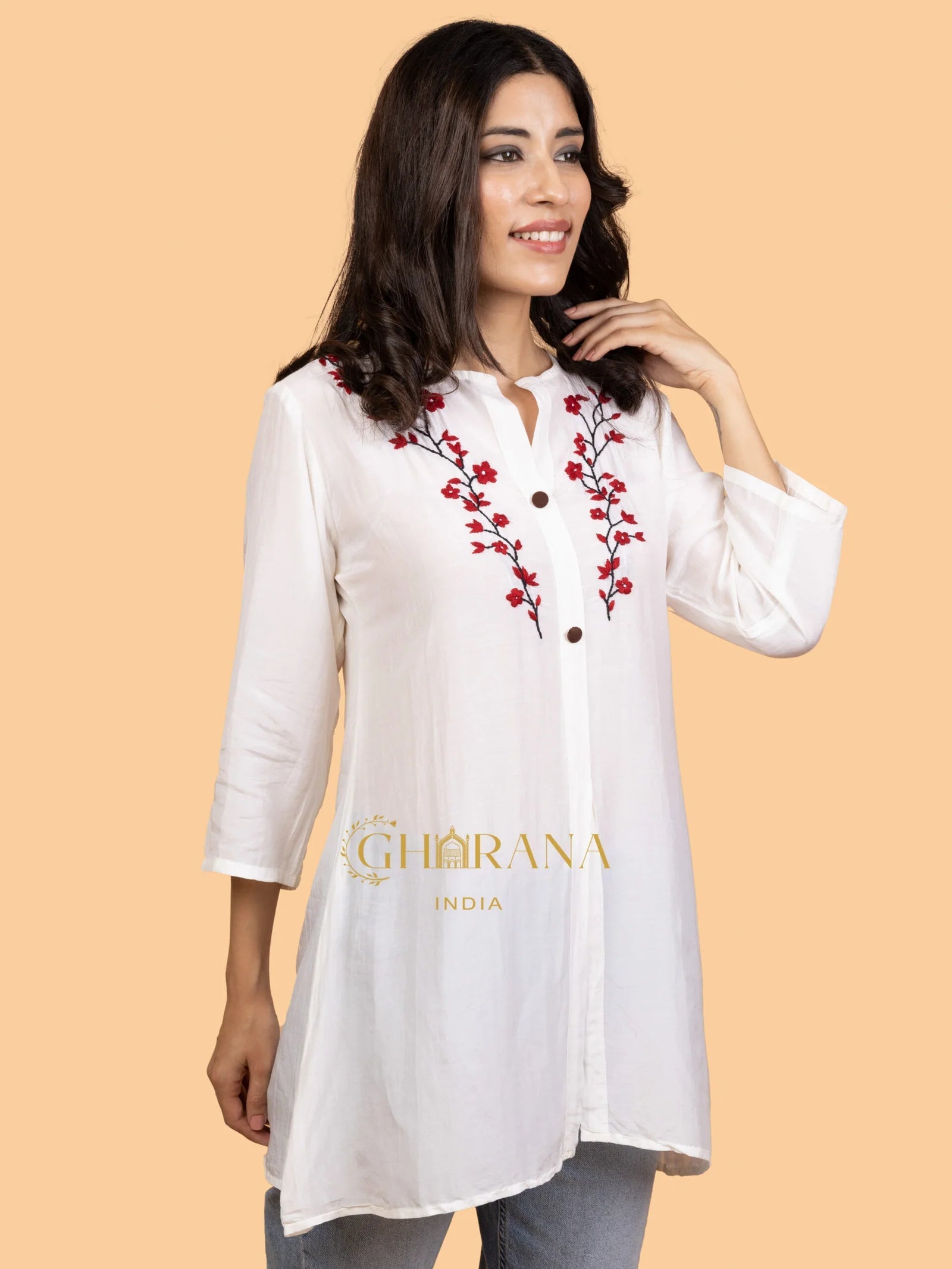 Sahiba Pure Muslin Chikankari Top Gharana