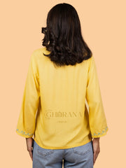 Sahiba Premium Modal Cotton Lime Yellow Chikankari Top Gharana