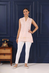 Heer Modal Baby Pink chikankari Top Gharana