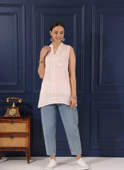 Heer Modal Baby Pink chikankari Top Gharana