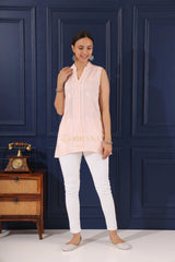 Heer Modal Baby Pink chikankari Top Gharana