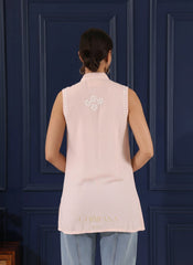 Heer Modal Baby Pink chikankari Top Gharana