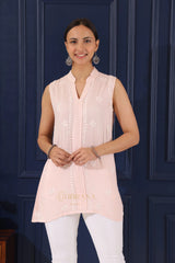 Heer Modal Baby Pink chikankari Top Gharana