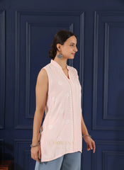 Heer Modal Baby Pink chikankari Top Gharana