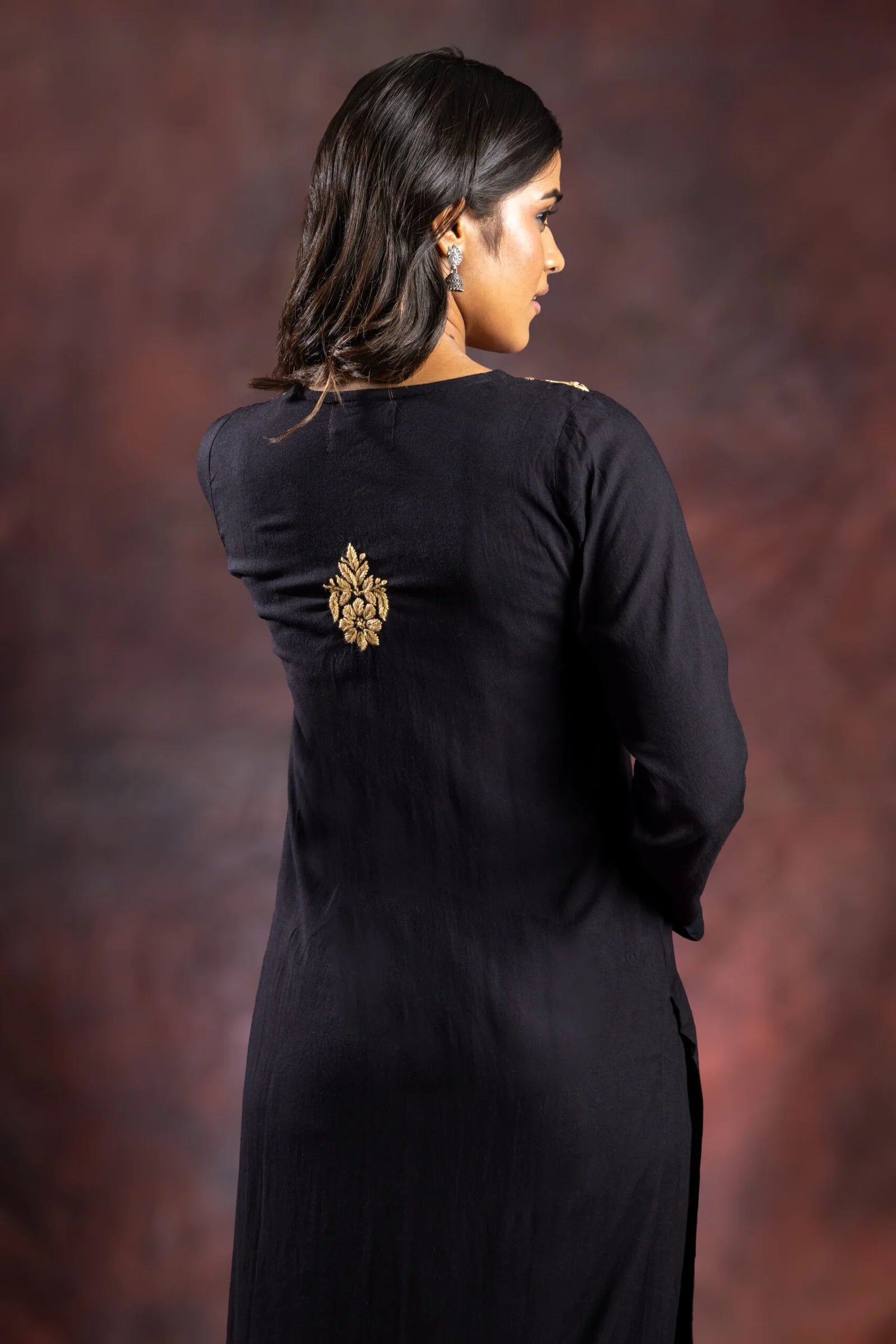 Ishq Rayon Black Chikankari kurta Gharana