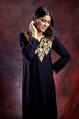 Ishq Rayon Black Chikankari kurta Gharana