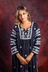 Ishq Modal Black chikankari Kurta with bangle work Gharana