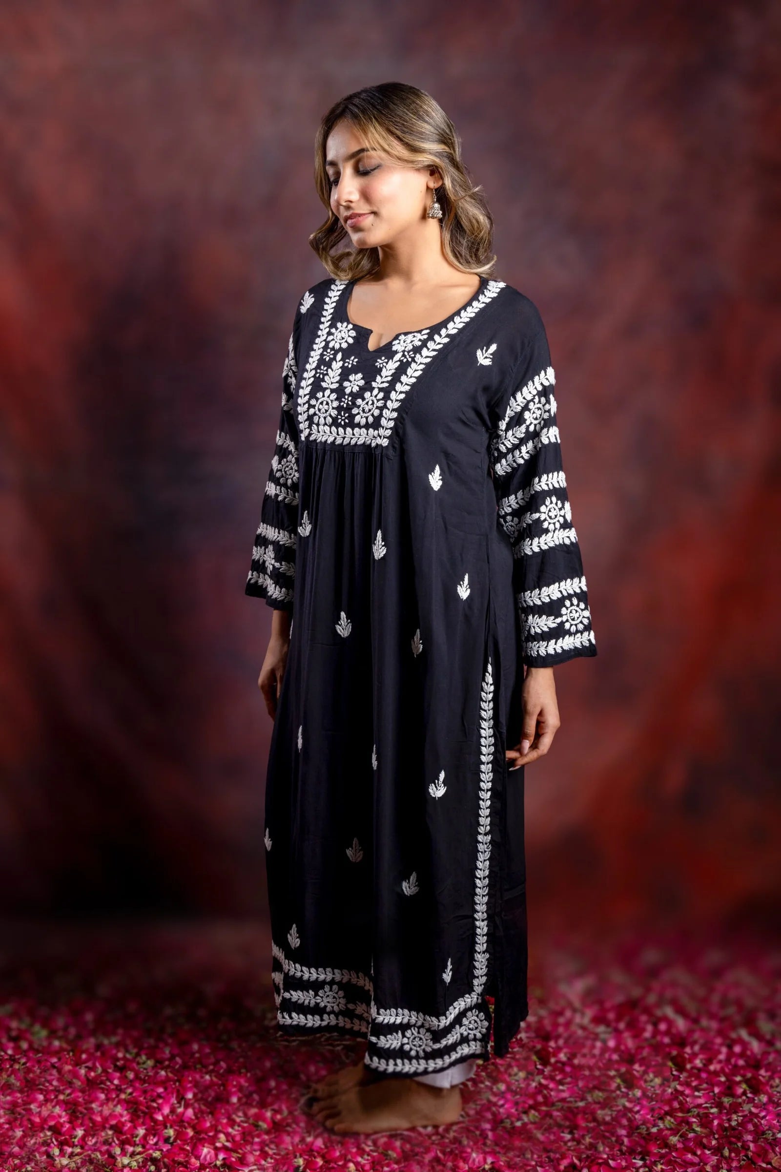 Ishq Modal Black chikankari Kurta with bangle work Gharana