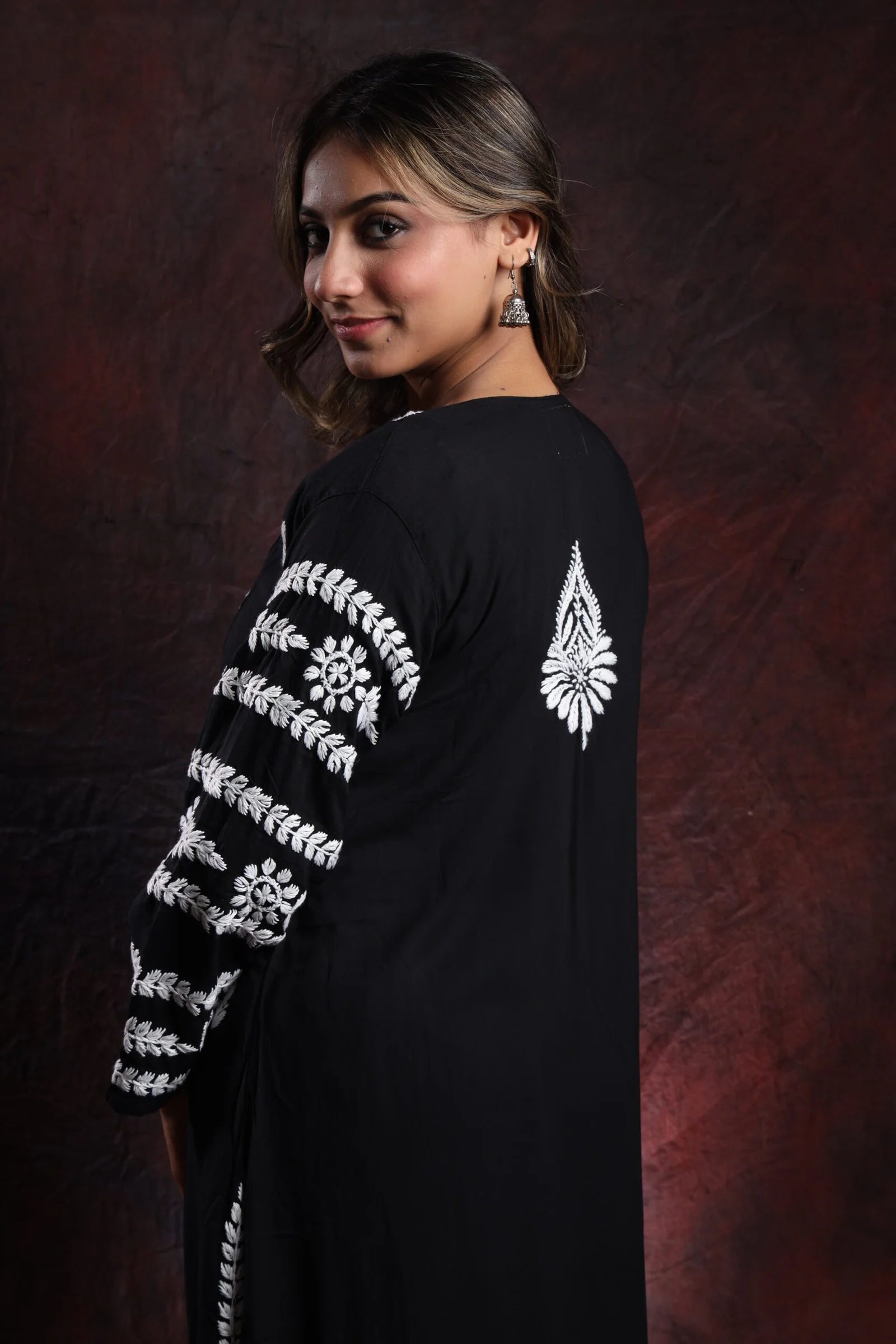 Ishq Modal Black chikankari Kurta with bangle work Gharana