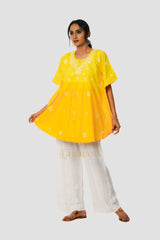 Cotton Chikankari Kaftan – Yellow Gharana