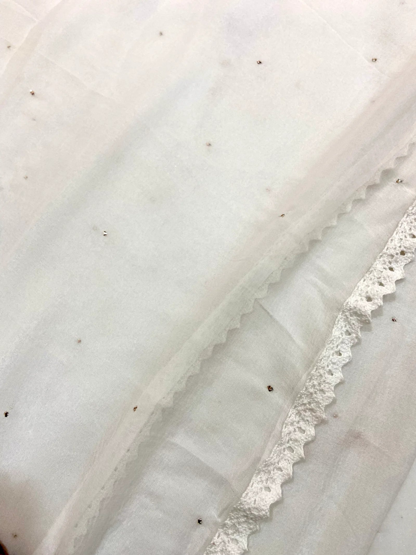 Chiffon Dupatta with Mukaish – White Gharana