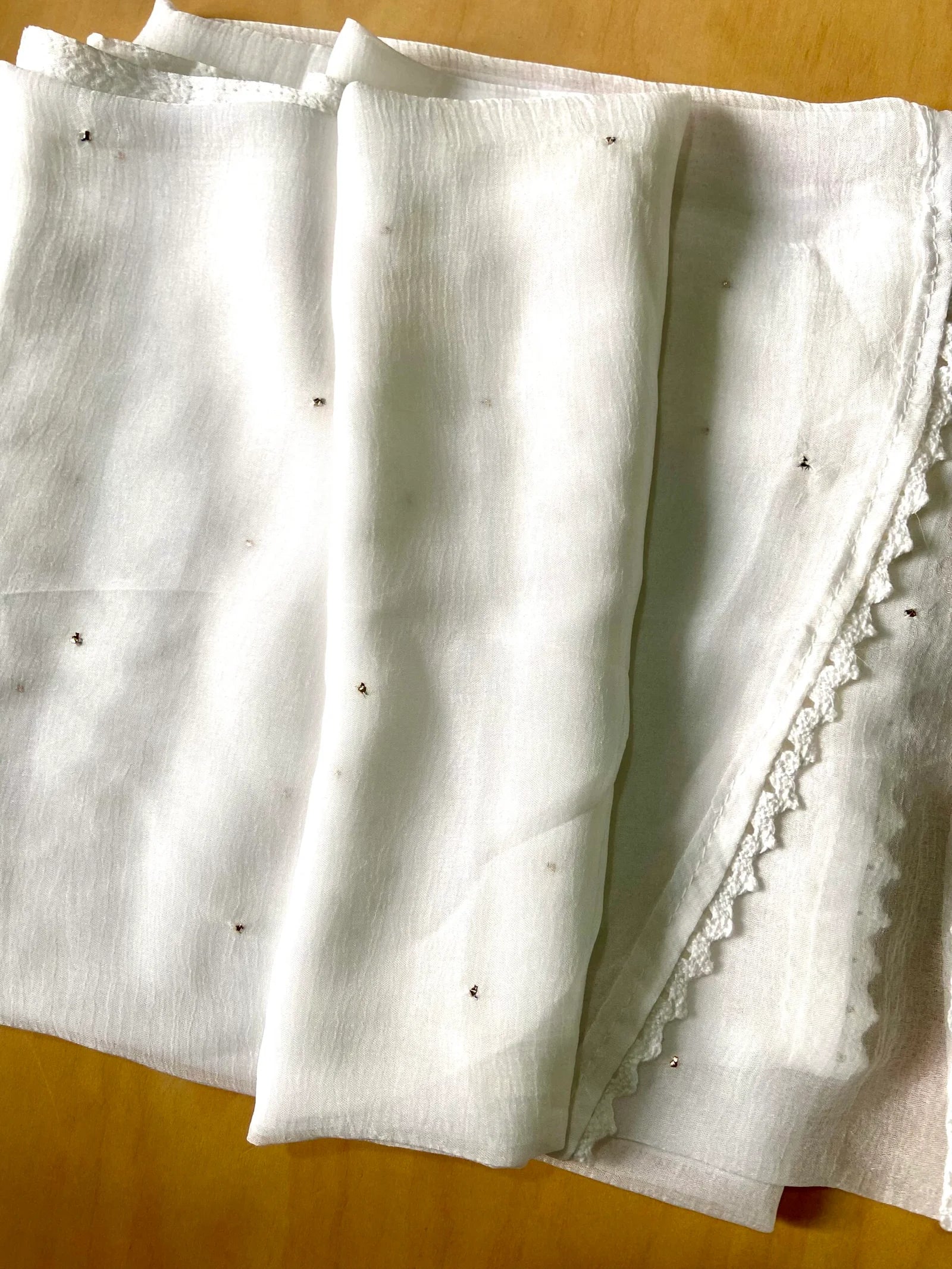 Chiffon Dupatta with Mukaish – White Gharana