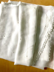 Chiffon Dupatta with Mukaish – White Gharana