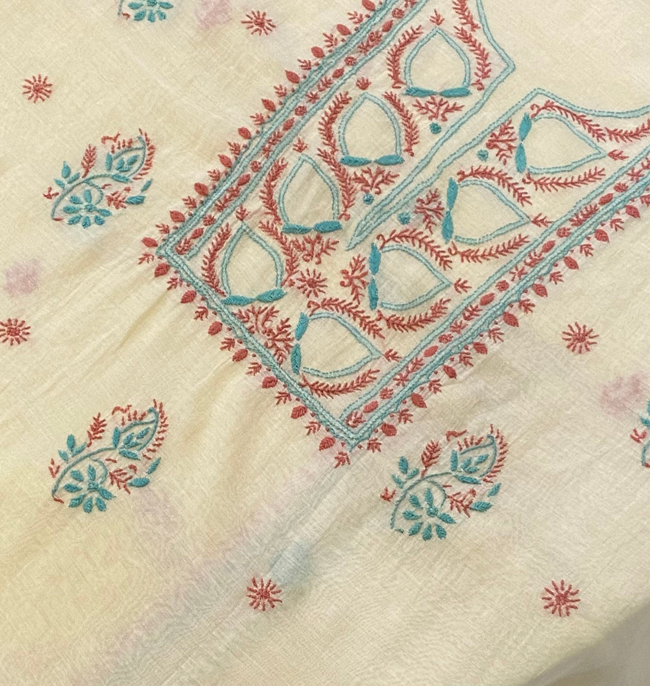 Premium Mul Chanderi 2 piece Chikankari Unstitched 2 piece Kurta and Dupatta set – Pastel Yellow Gharana