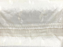 Chanderi Chikankari Dupatta- White Gharana