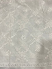 Mul Cotton Chikankari Dupatta- White Gharana