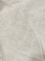 Cotton Chikankari Dupatta- White Gharana