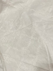 Mul Cotton Chikankari Dupatta- White Gharana