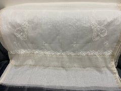 Chanderi Chikankari Dupatta heavy work- White Gharana