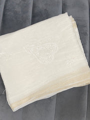 Chanderi Chikankari Dupatta heavy work- White Gharana