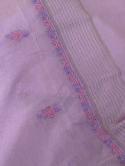 Premium Mul Chanderi 2 piece Chikankari Unstitched Kurta and Dupatta set - Lavender Gharana