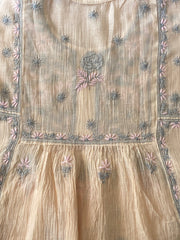 Premium Mulchanderi Chikankari Semi Stitched Tunic and Dupatta set – Light Beige Gharana