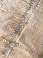 Premium Mulchanderi Chikankari Semi Stitched Tunic and Dupatta set – Light Beige Gharana